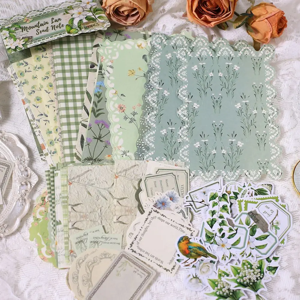 Scrapbooking-Papier Set Vintage Blumen mit Spitzenrand – Bild 2