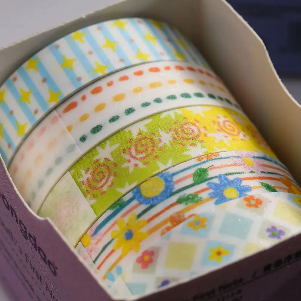 Washi Tape Set mit Sternen, Blumen und Karos in Pastell – Bild 2