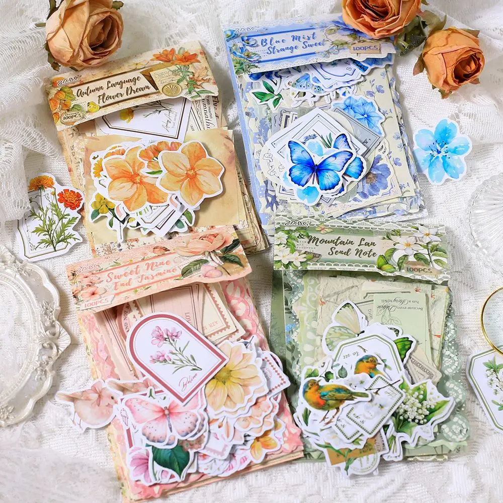 Scrapbooking-Papier Set Vintage Blumen mit Spitzenrand – Bild 3