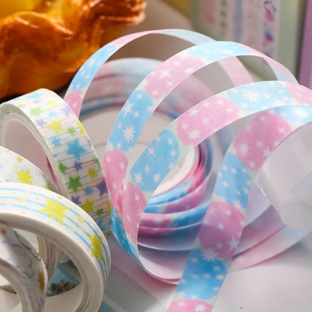 Washi Tape Set mit Sternen, Blumen und Karos in Pastell – Bild 3