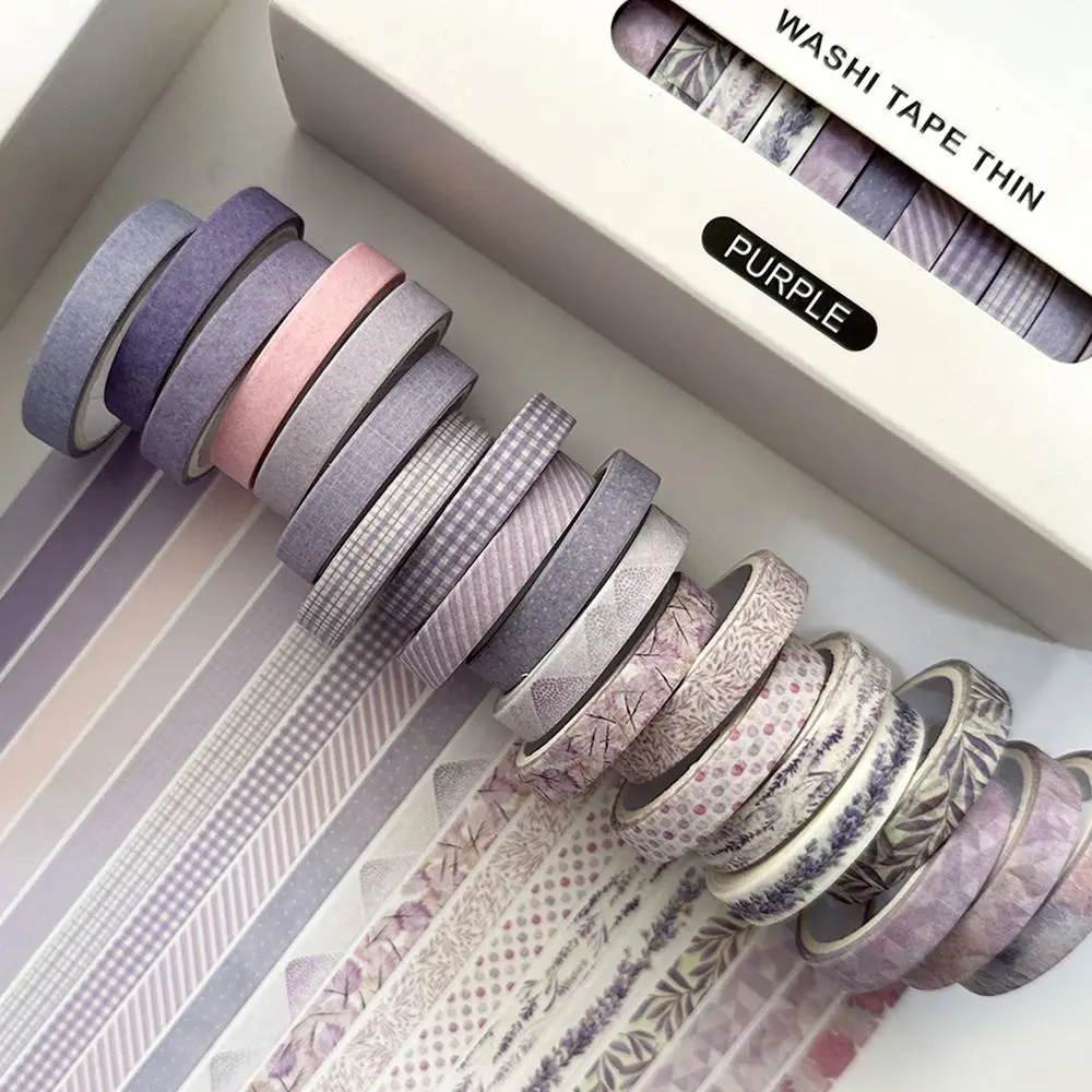 Schmales Washi Tape Set Retro mit Karo- und Blumenmuster – Bild 2