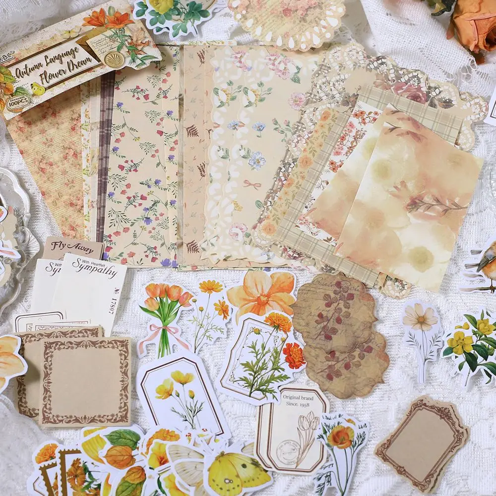Scrapbooking-Papier Set Vintage Blumen mit Spitzenrand – Bild 4