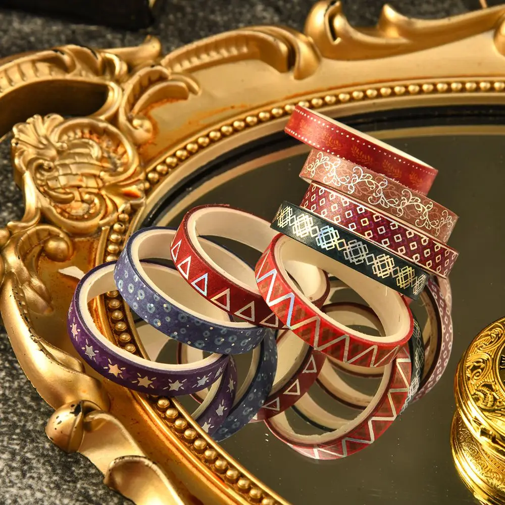 Washi Tape Set mit Goldprägung und Mustern in Geschenkbox – Bild 5