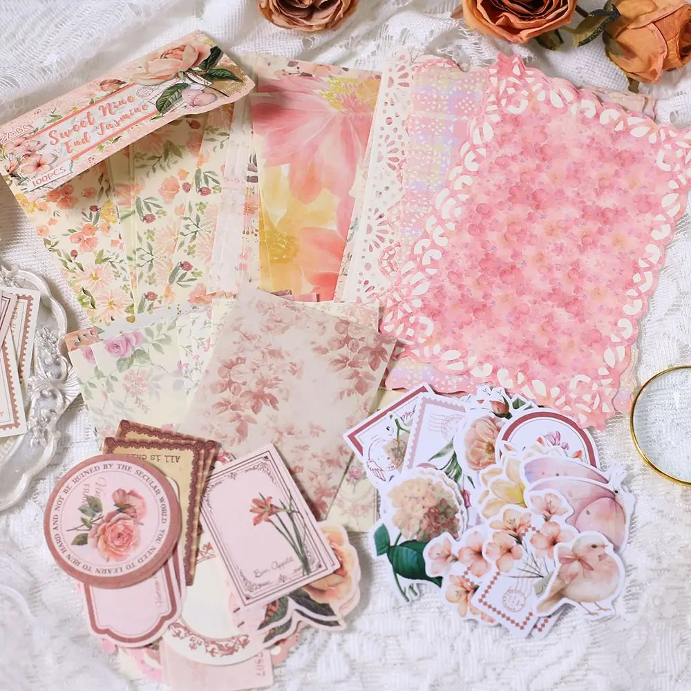 Scrapbooking-Papier Set Vintage Blumen mit Spitzenrand – Bild 6