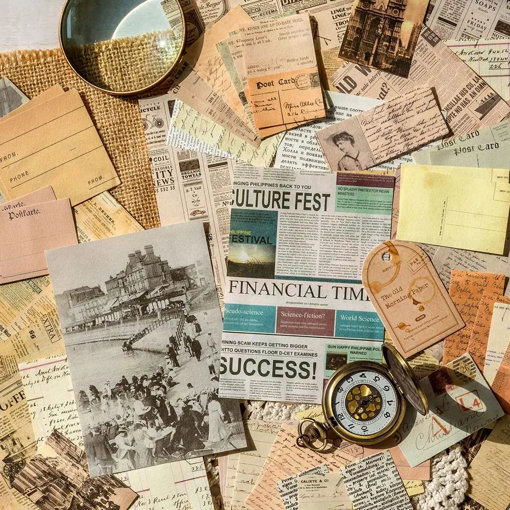 Scrapbooking-Papier Vintage mit Etiketten und Zeitungsdruck – Bild 6