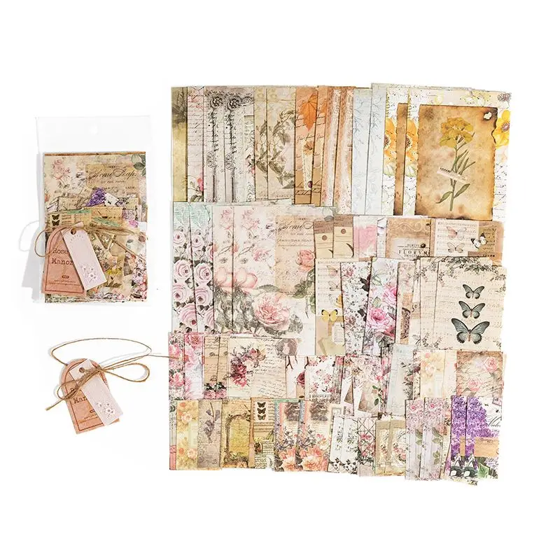 Scrapbooking-Papier Vintage mit Etiketten und Zeitungsdruck – Rosa