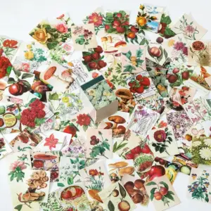 Bastelpapier Vintage Papierblock mit Blumen- und Fotomotiven – Bunt – Blumen