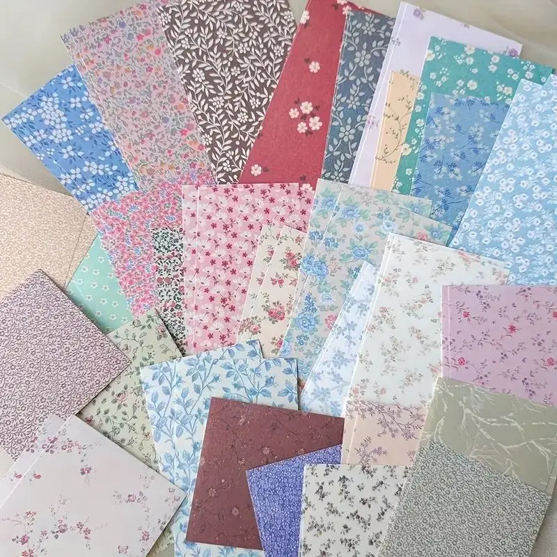 Bastelpapier Vintage mit Blumenmuster für Junk Journal – Bunt – geblümt
