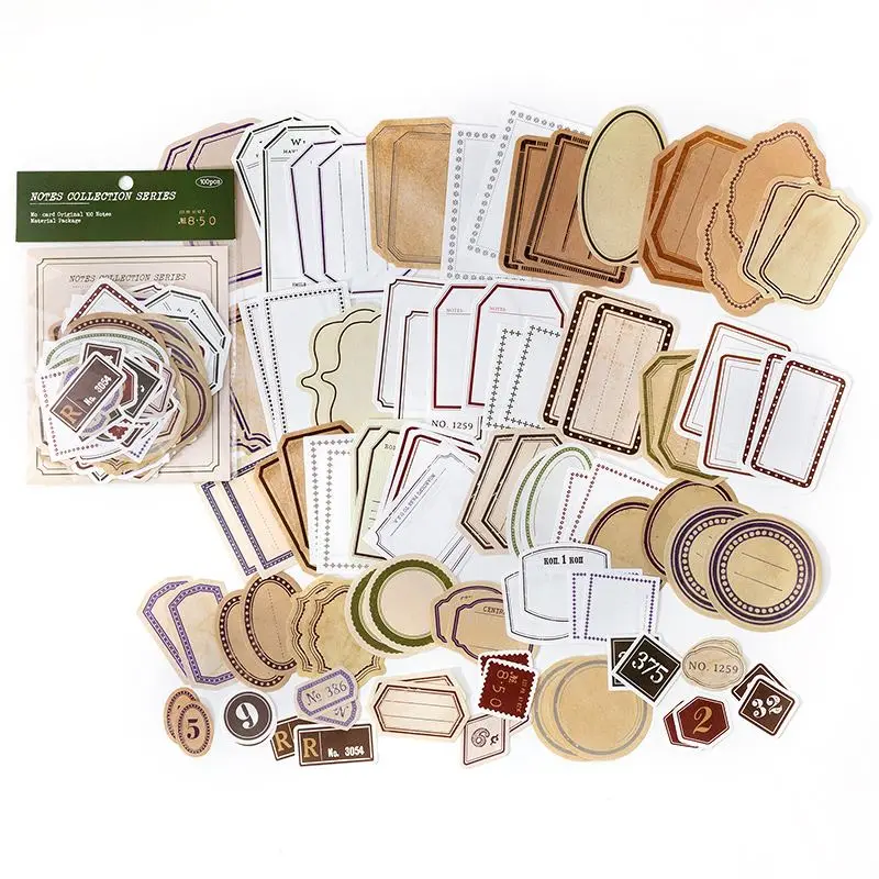 Notizpapier Set Vintage mit Etiketten und Rahmen zum Basteln – Camel