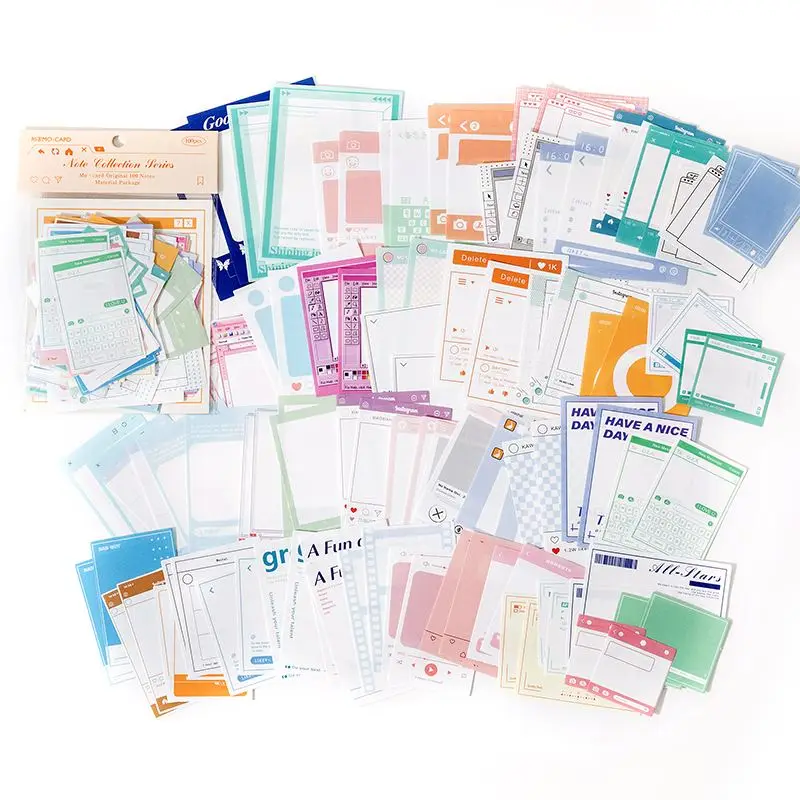 Notizpapier Set Vintage mit Etiketten und Rahmen zum Basteln – Hellblau