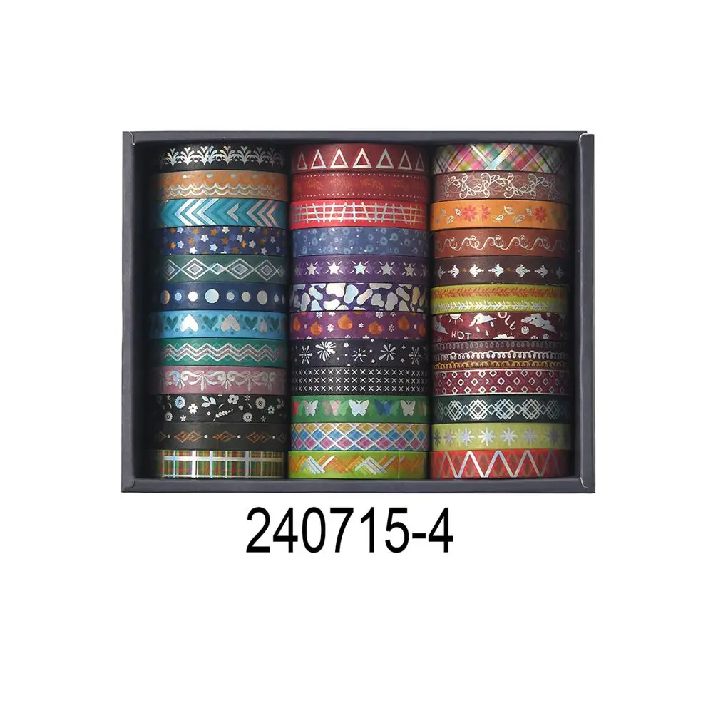 Washi Tape Set mit Goldprägung und Mustern in Geschenkbox – Bunt – Geometrisch