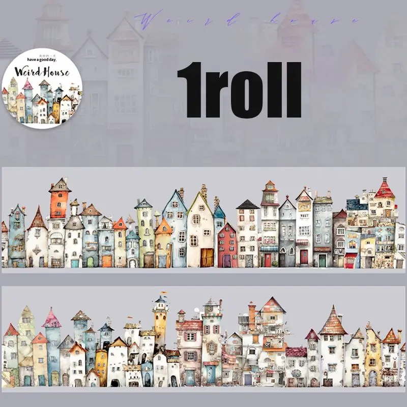 Washi Tape breit mit Häuserfronten und Stadtmotiven – Grau