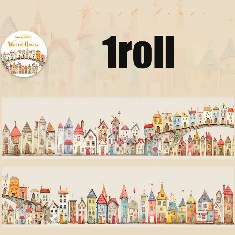 Washi Tape breit mit Häuserfronten und Stadtmotiven – Beige