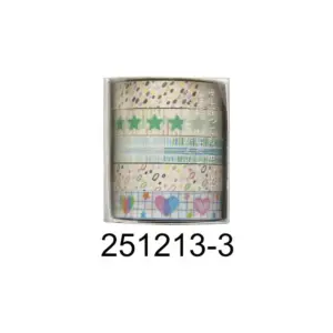 Washi Tape Set mit Sternen, Blumen und Karos in Pastell – Creme – Sterne