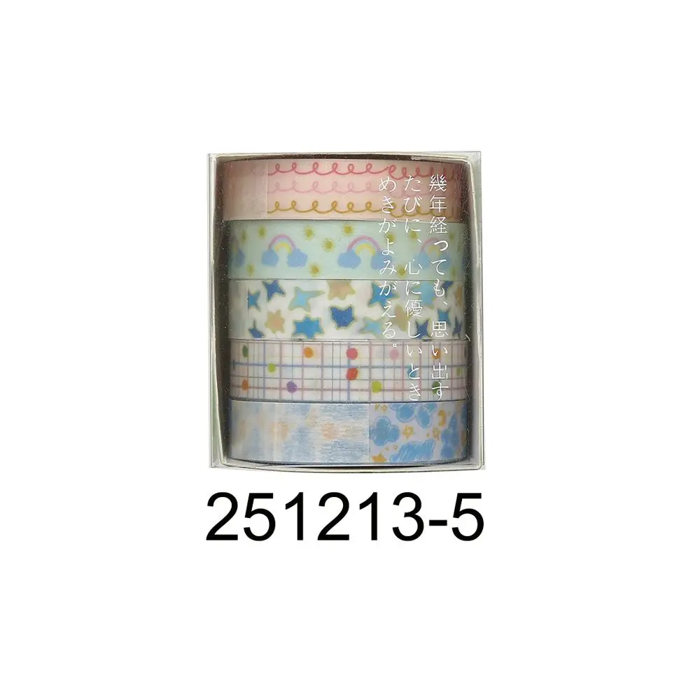 Washi Tape Set mit Sternen, Blumen und Karos in Pastell – Hellblau – Blumen