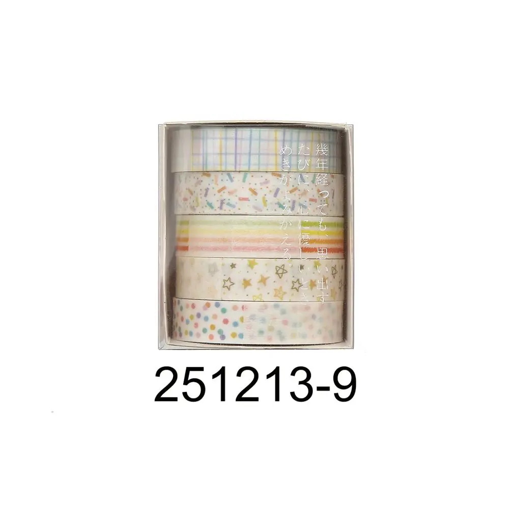 Washi Tape Set mit Sternen, Blumen und Karos in Pastell – Creme – Karo