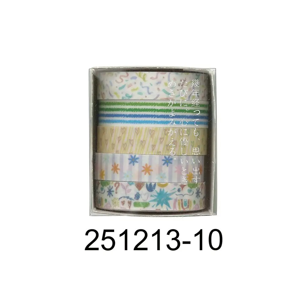 Washi Tape Set mit Sternen, Blumen und Karos in Pastell – Bunt – Streifen