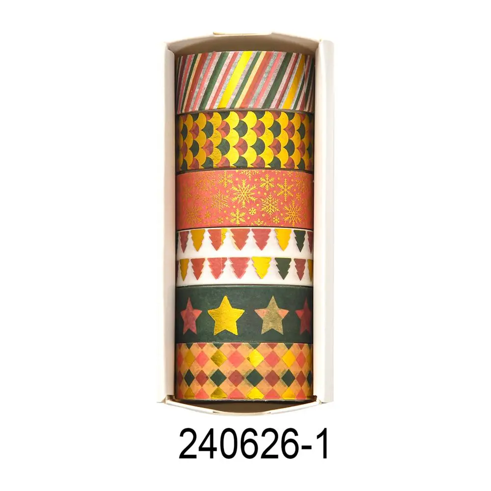 Washi Tape Set mit Sternen, Blumen und Karos in Pastell – Gelb