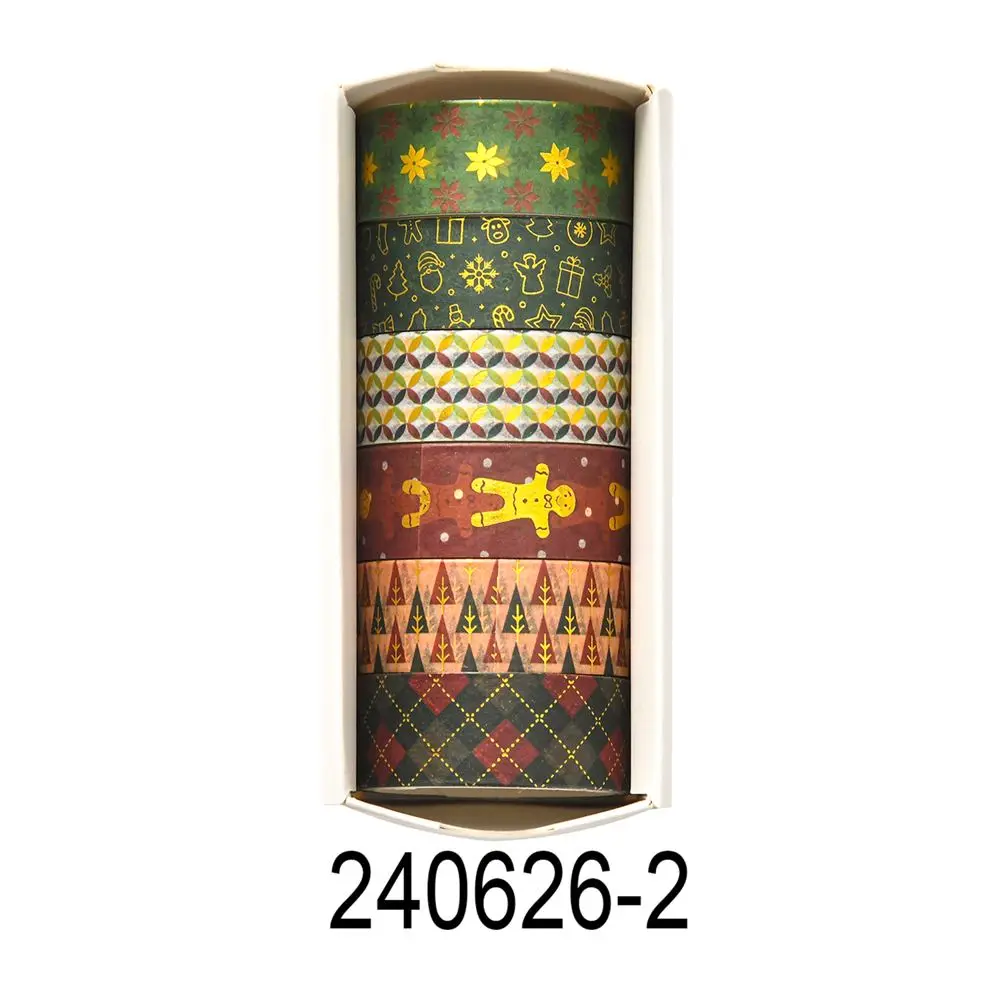 Washi Tape Set mit Sternen, Blumen und Karos in Pastell – Grün
