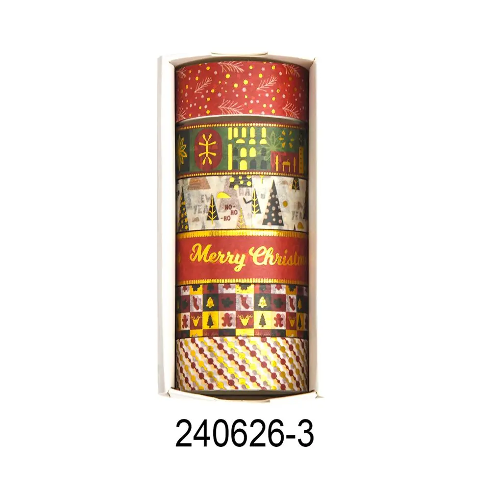 Washi Tape Set mit Sternen, Blumen und Karos in Pastell – Rot
