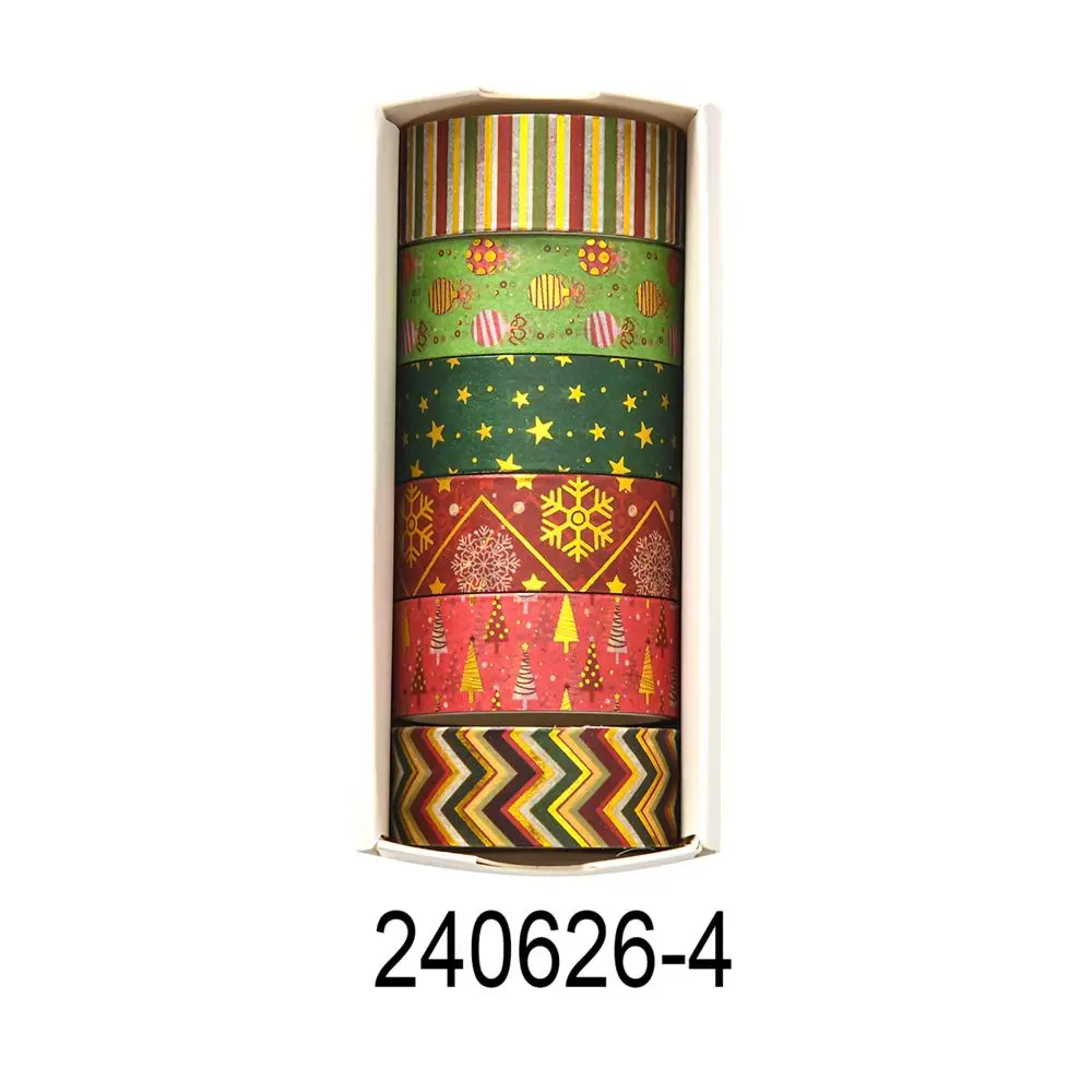 Washi Tape Set mit Sternen, Blumen und Karos in Pastell – Olivgrün