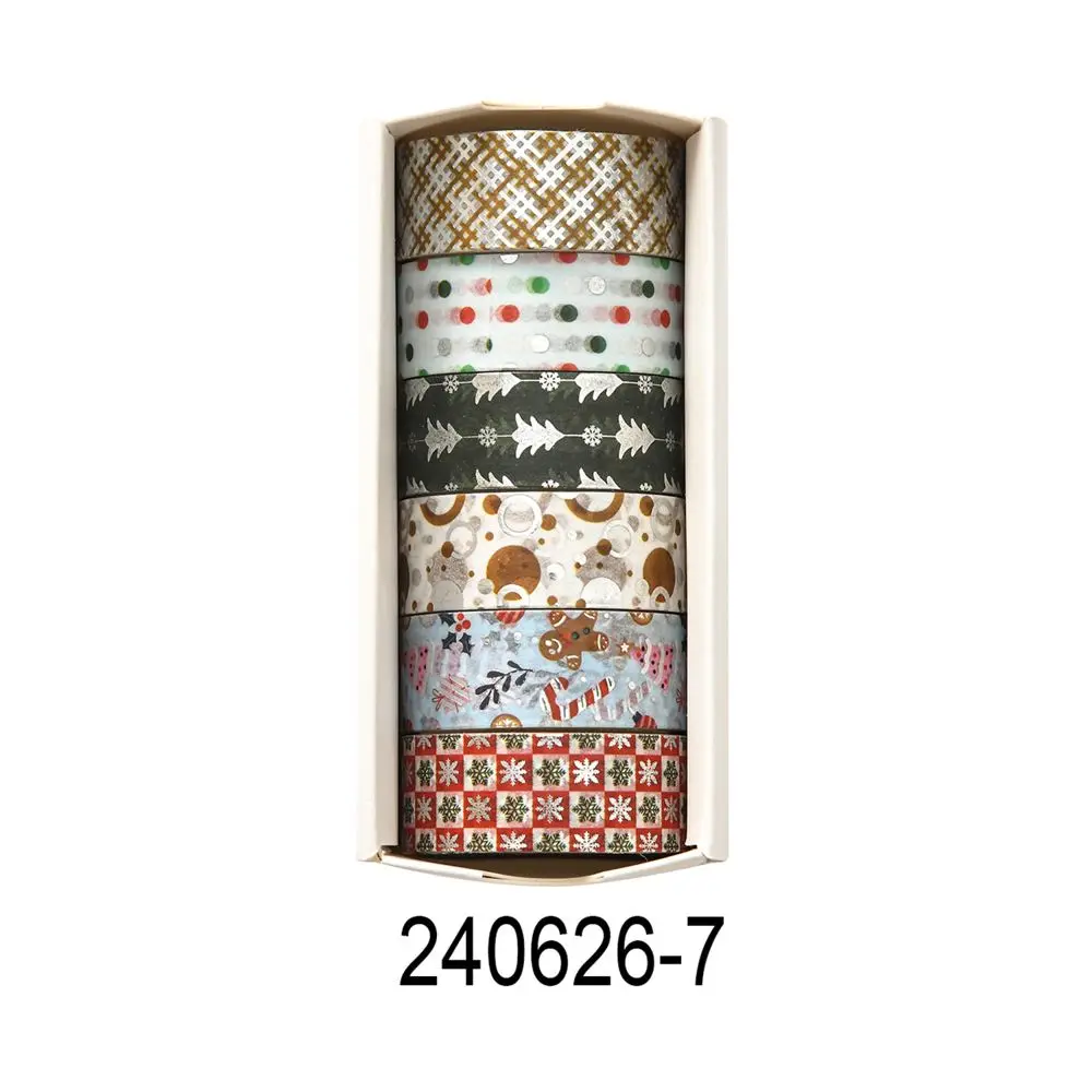 Washi Tape Set mit Sternen, Blumen und Karos in Pastell – Creme