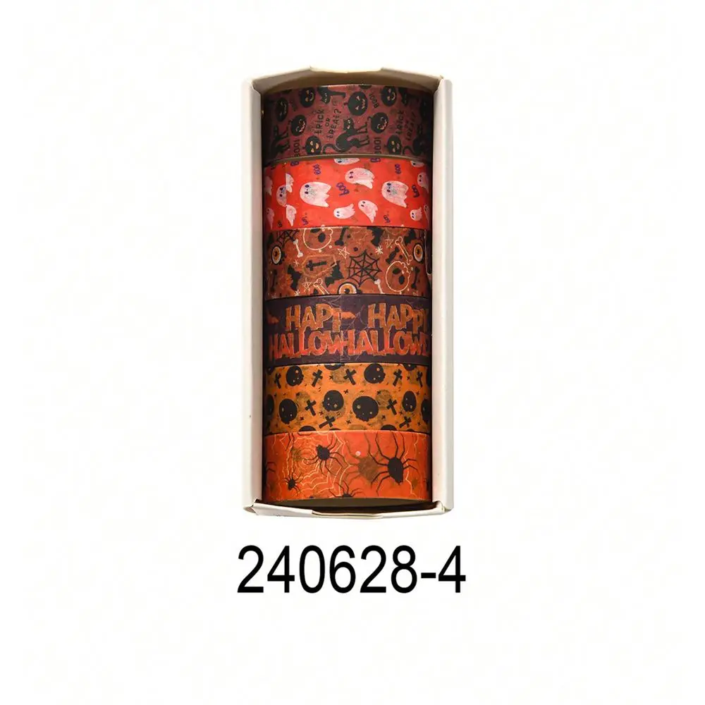 Washi Tape Set mit Sternen, Blumen und Karos in Pastell – Orange – Halloween