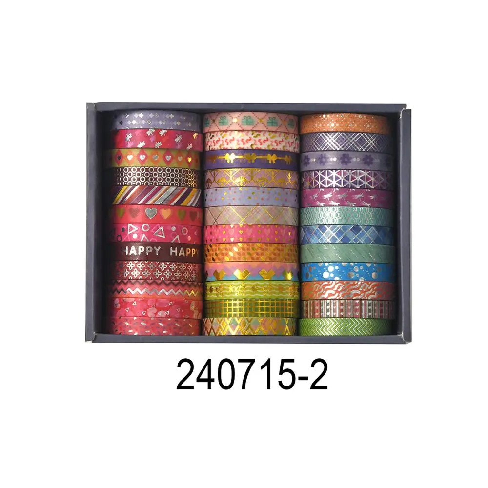 Washi Tape Set mit Goldprägung und Mustern in Geschenkbox – Bunt – Rot